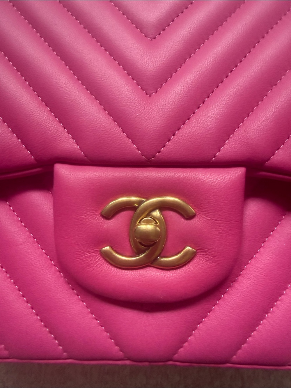 New Chanel Pink Quilted Chevron Shoulder Bag - Picture 2 of 6